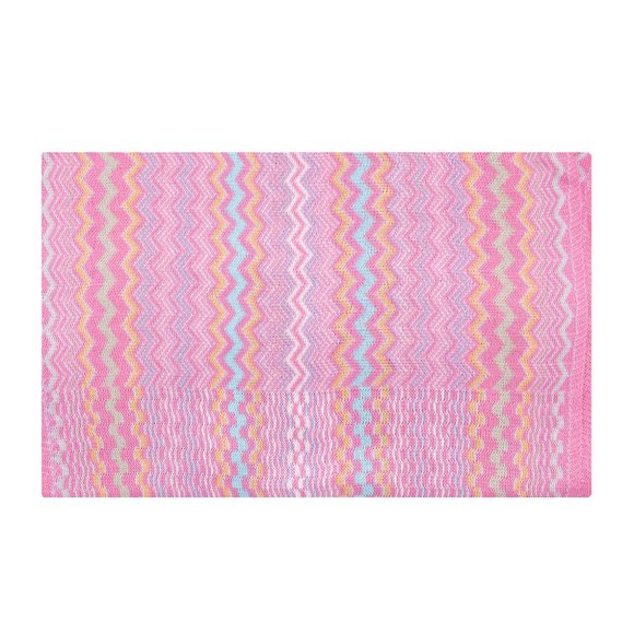 Missoni Women's Cotton Zig-Zag Checkered Scarf Shawl Sarong Wrap Light Pink Blue - Picture 1 of 6